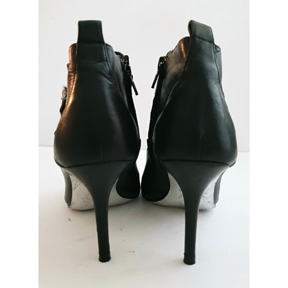 Mk blaze open toe - Gem Michael Kors Blk Leather Blaze Bootie Silver Buckle Ankle Straps Open Toe Sz 7.5